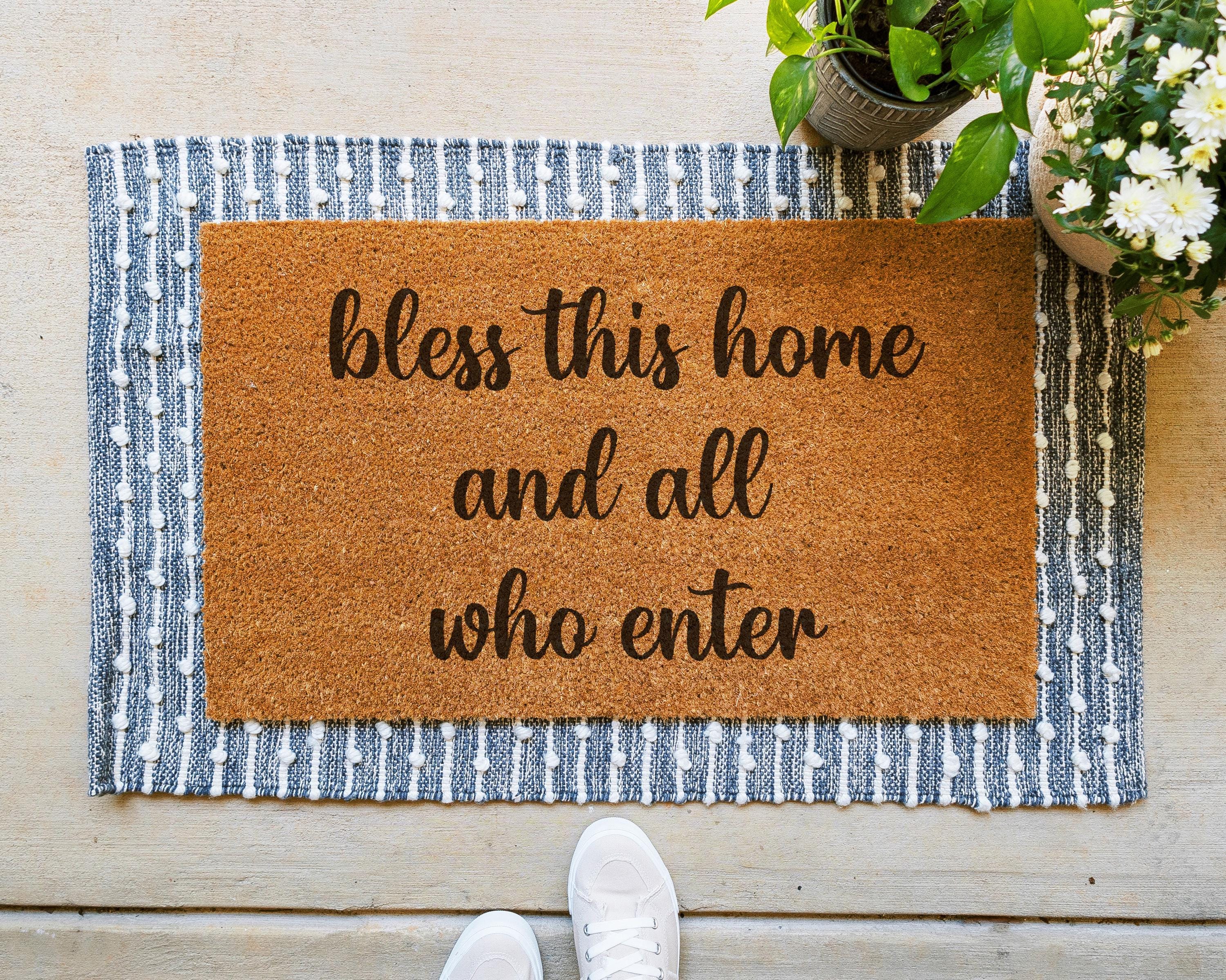Bless This Home Coir Doormat Custom Housewarming Gift Outdoor Entry Mat