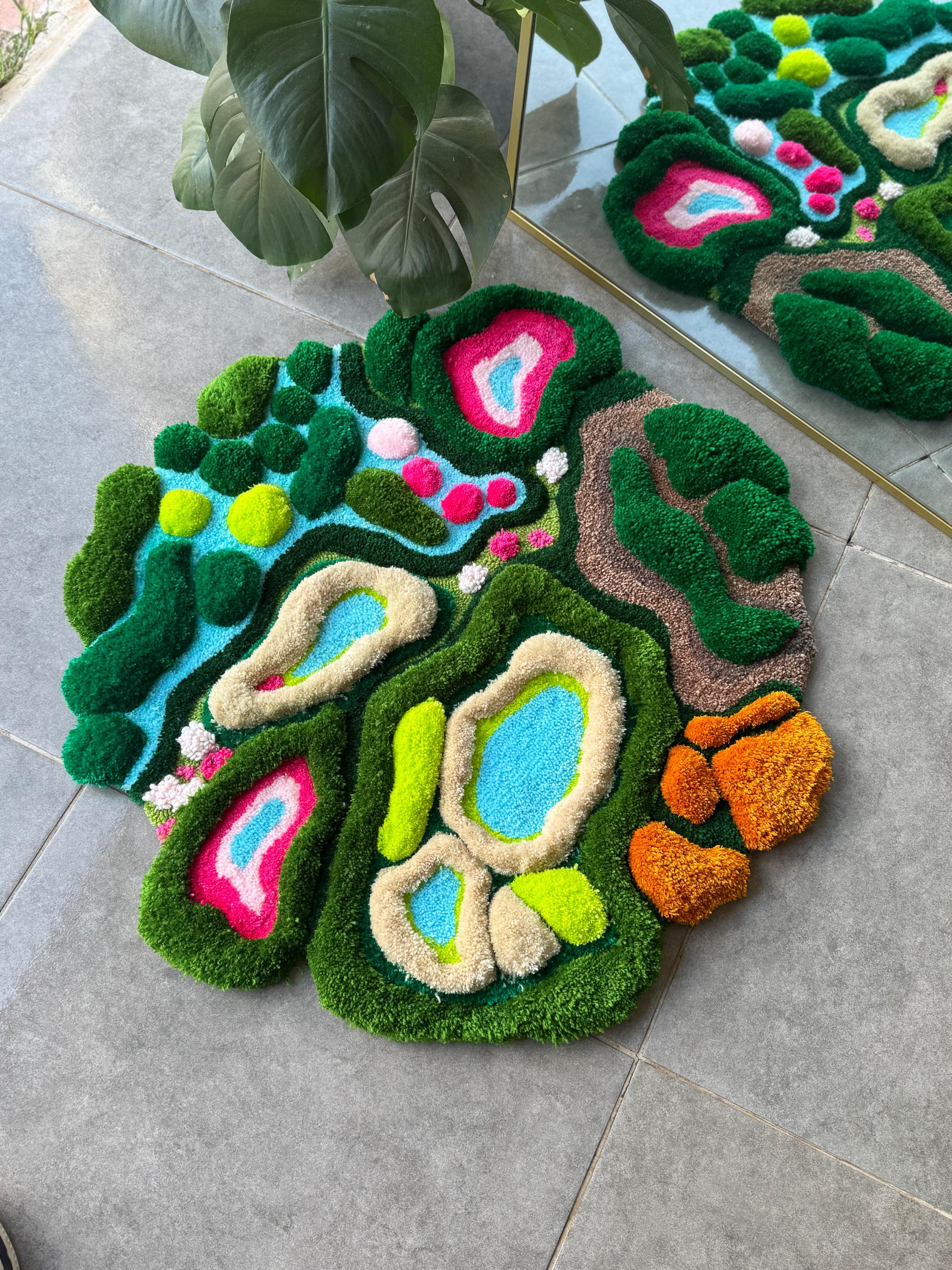 OrnnWorks 3D Island Tufted Rug Nature Inspired Handmade Carpet