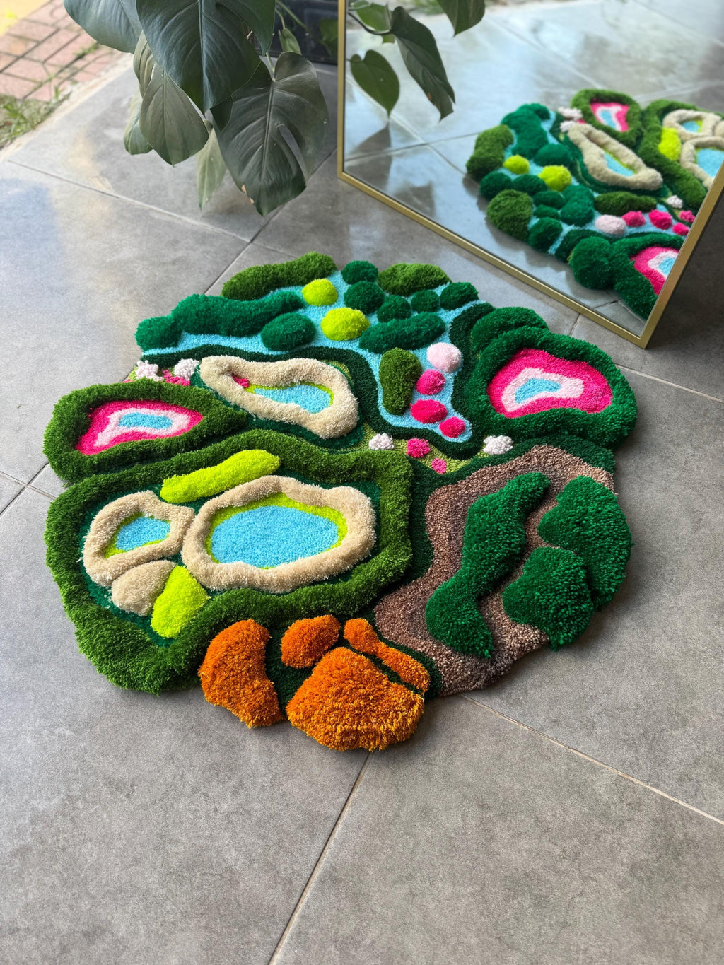OrnnWorks 3D Island Tufted Rug Nature Inspired Handmade Carpet