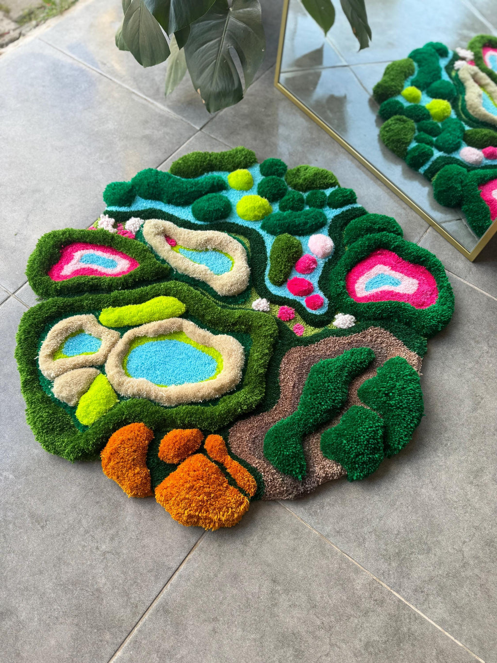 OrnnWorks 3D Island Tufted Rug Nature Inspired Handmade Carpet