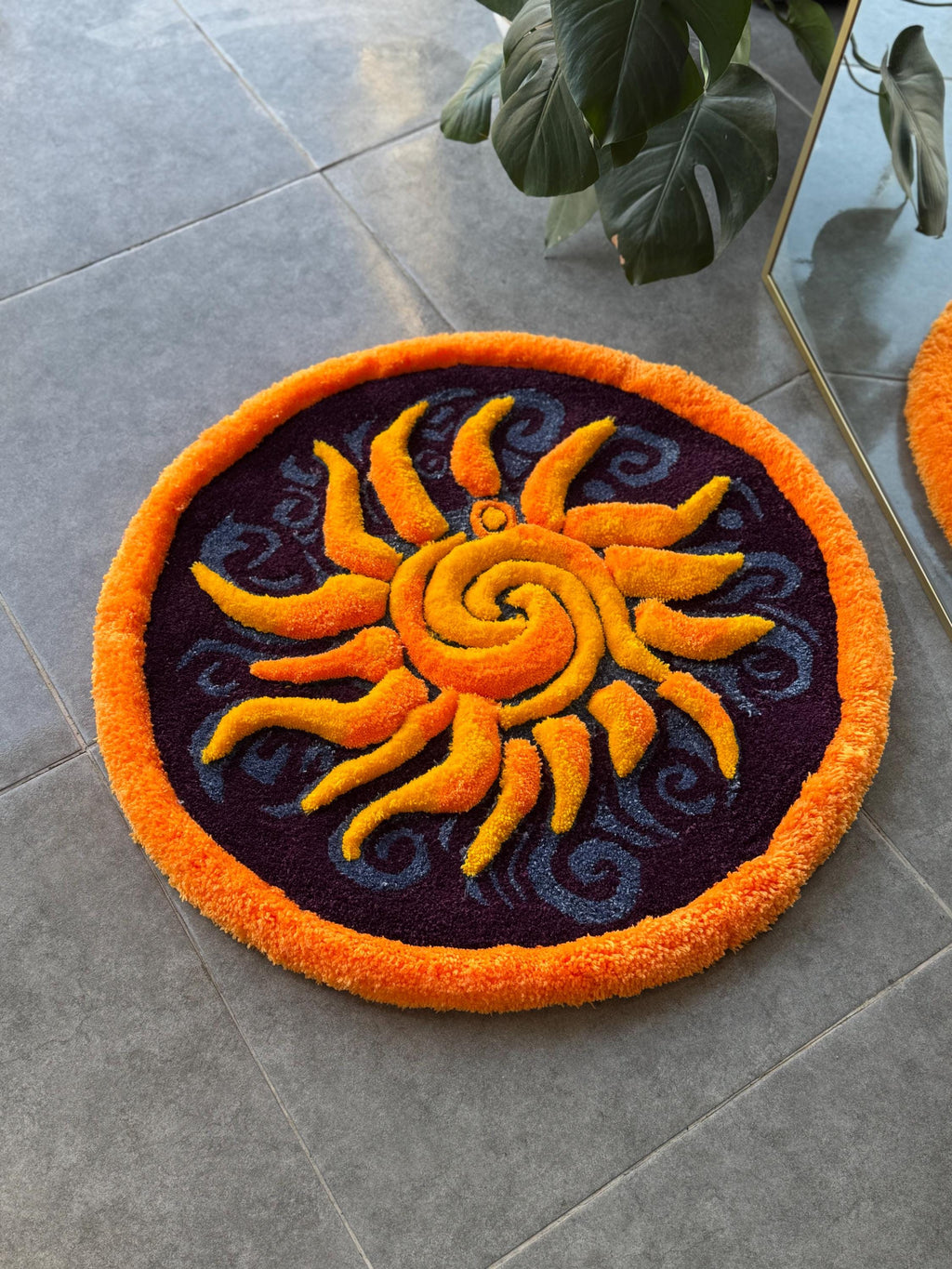 OrnnWorks 3D Sunshine Handmade Tufted Rug Purple Blue Yellow Orange