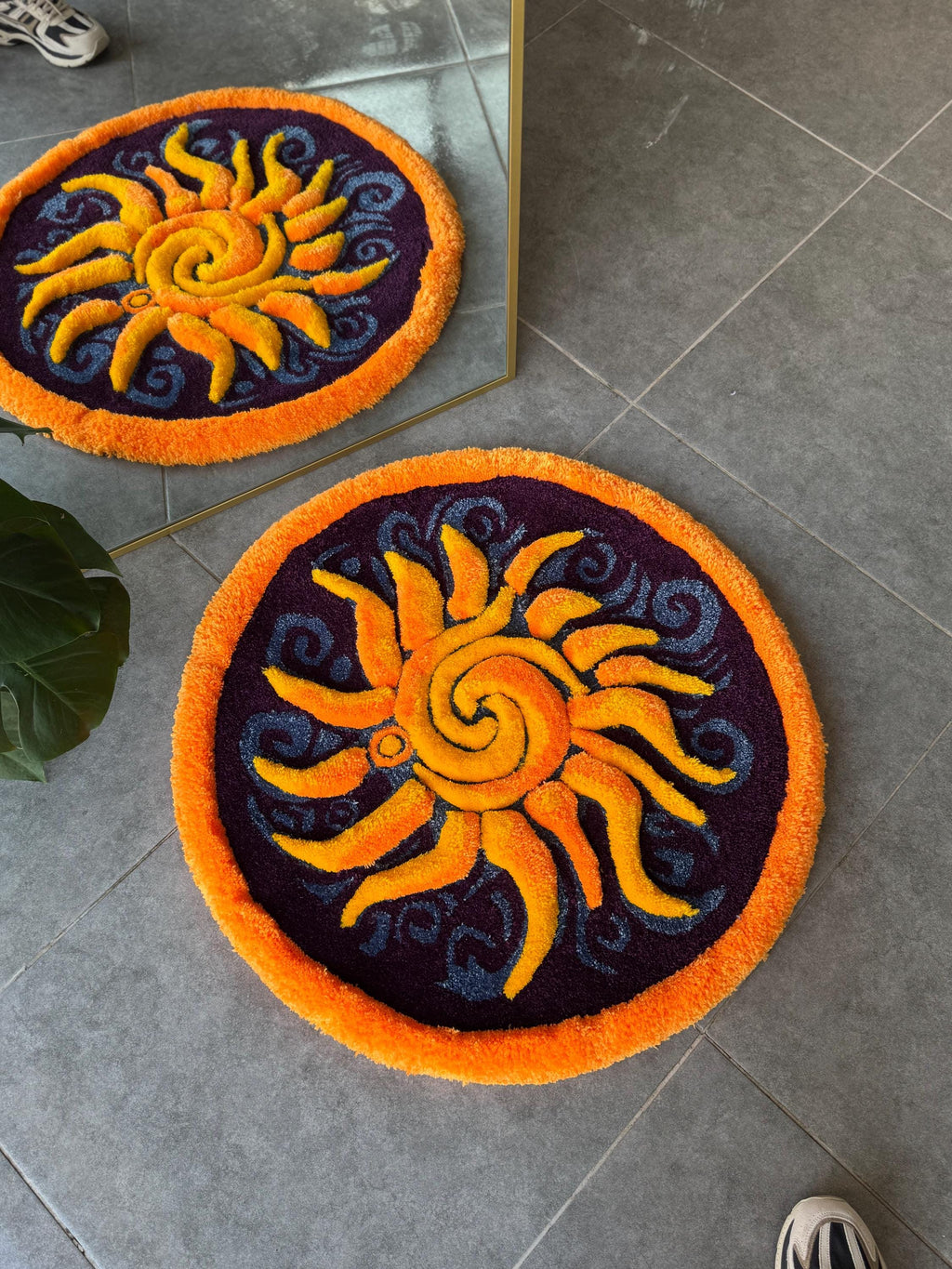 OrnnWorks 3D Sunshine Handmade Tufted Rug Purple Blue Yellow Orange