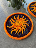 OrnnWorks 3D Sunshine Handmade Tufted Rug Purple Blue Yellow Orange