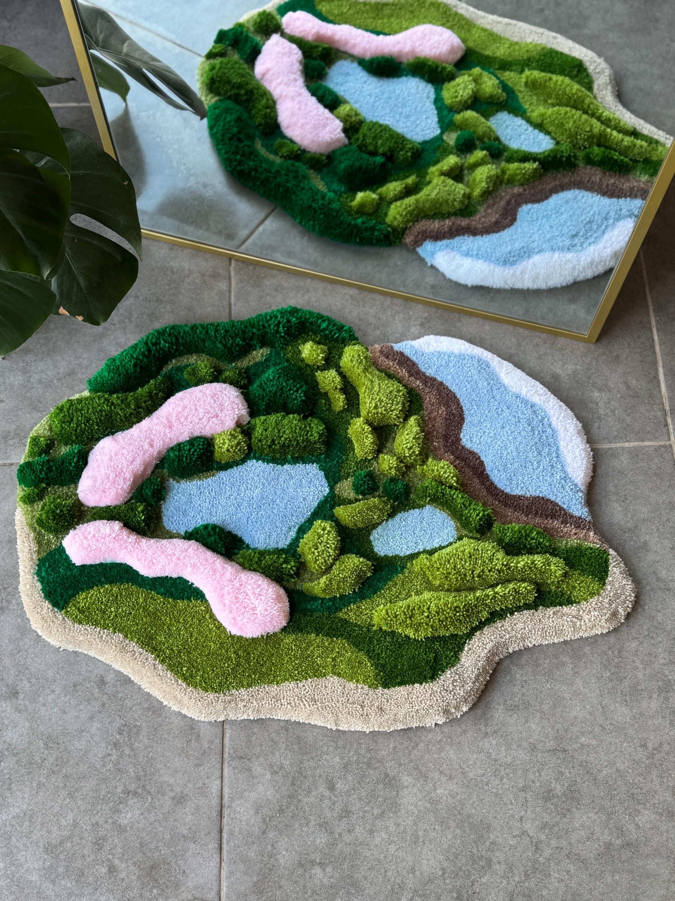 OrnnWorks 3D Forest Meets Coast Handmade Tufted Rug