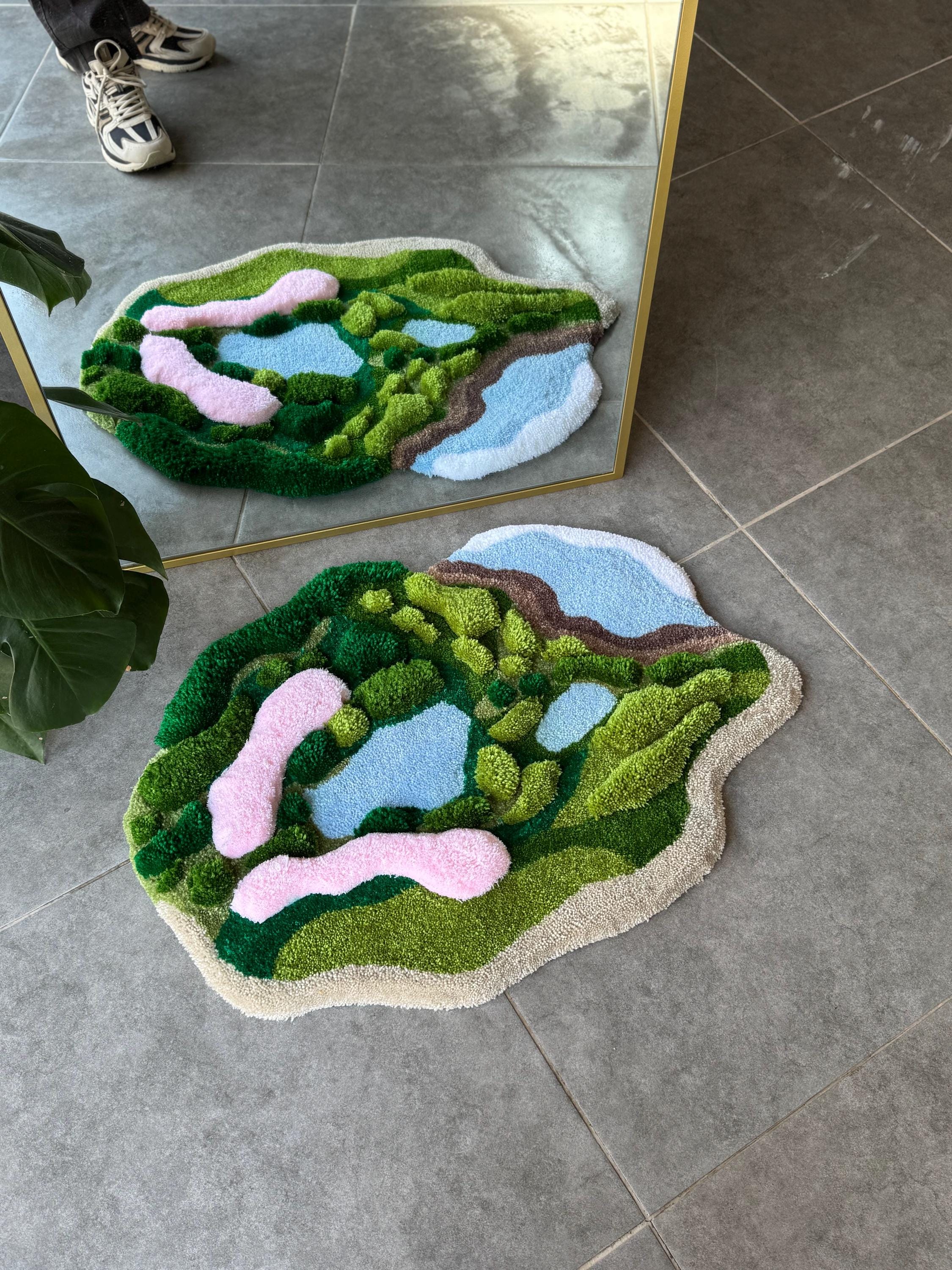 OrnnWorks 3D Forest Meets Coast Handmade Tufted Rug