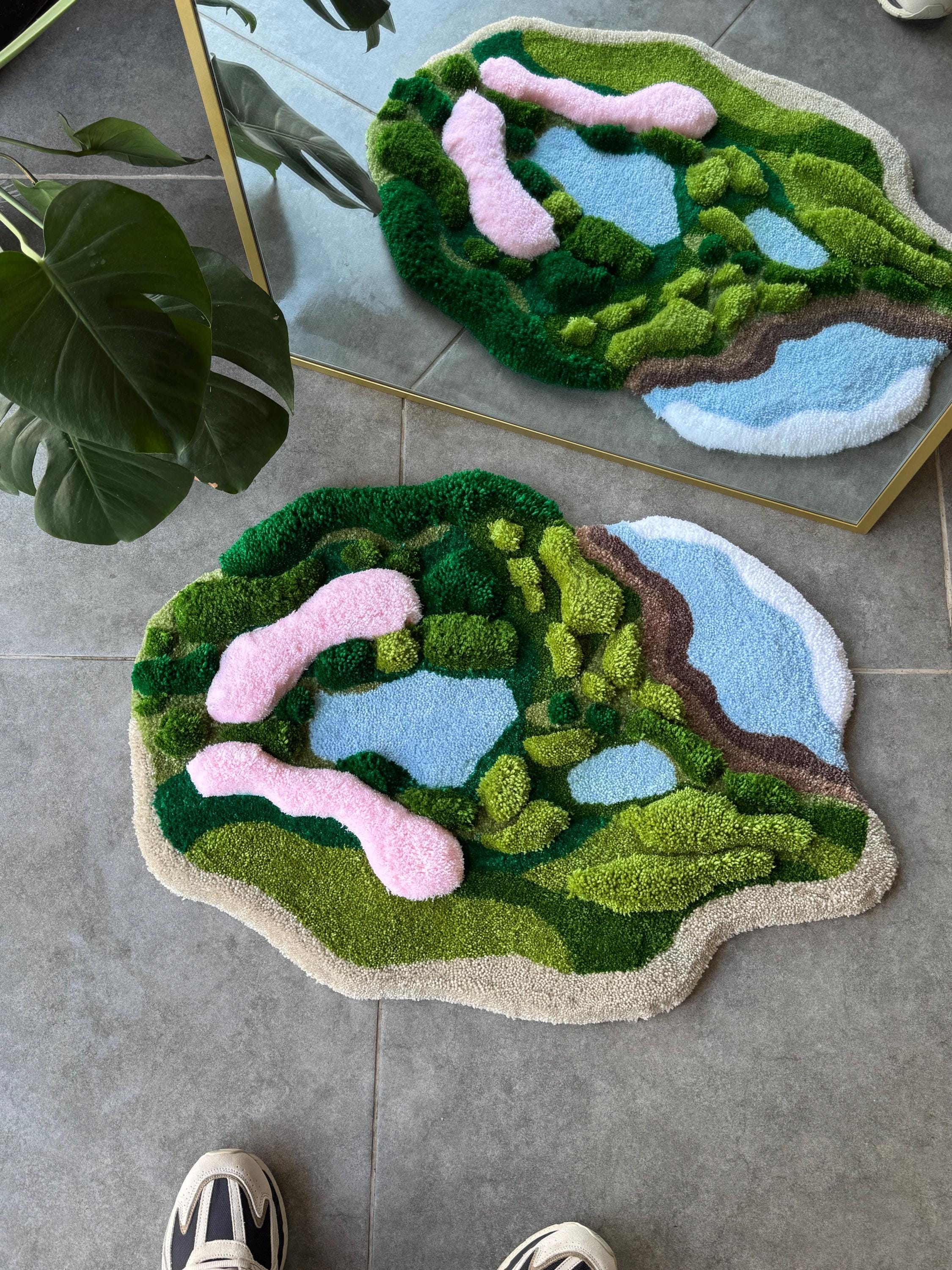 OrnnWorks 3D Forest Meets Coast Handmade Tufted Rug