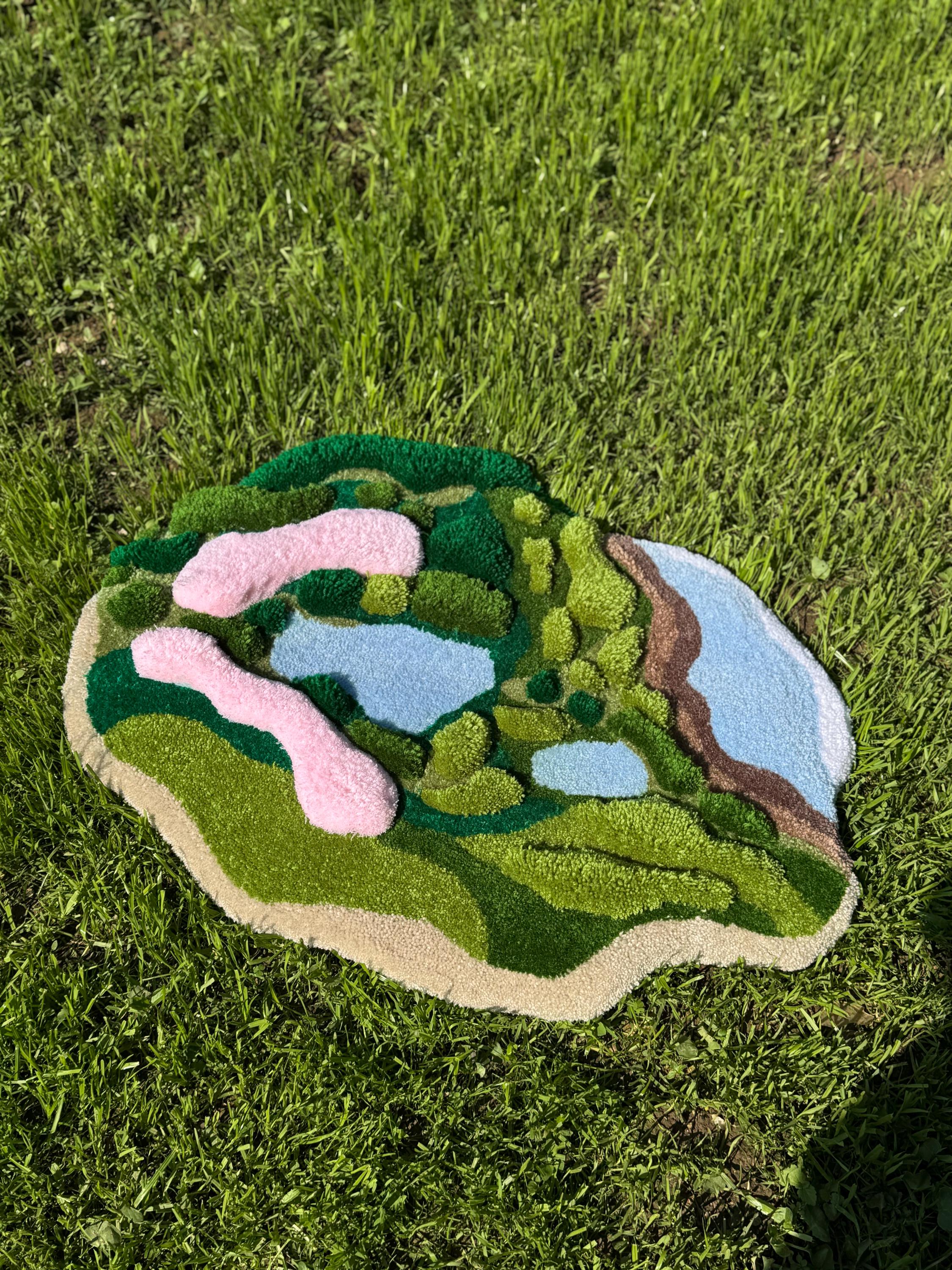 OrnnWorks 3D Forest Meets Coast Handmade Tufted Rug
