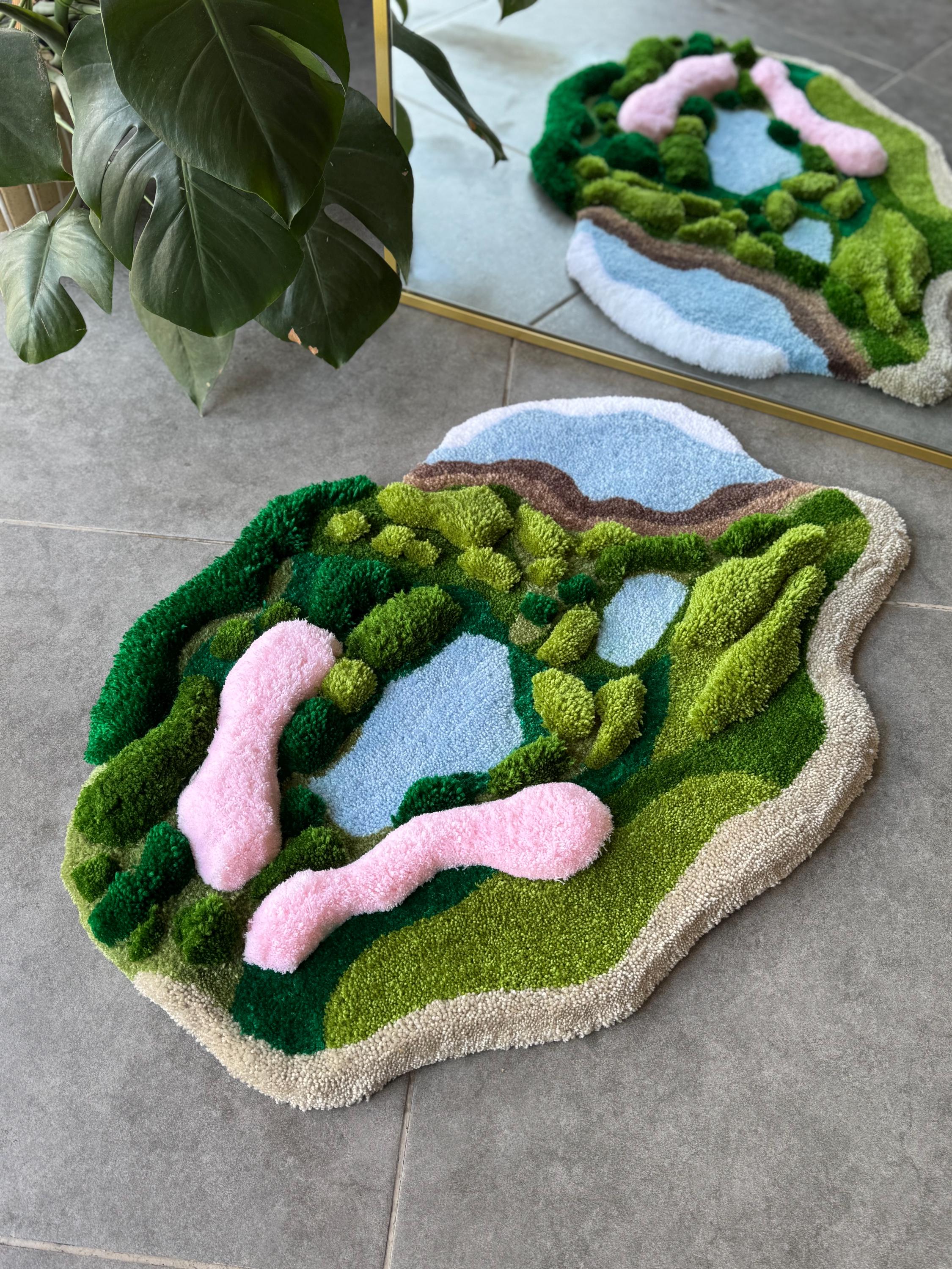 OrnnWorks 3D Forest Meets Coast Handmade Tufted Rug