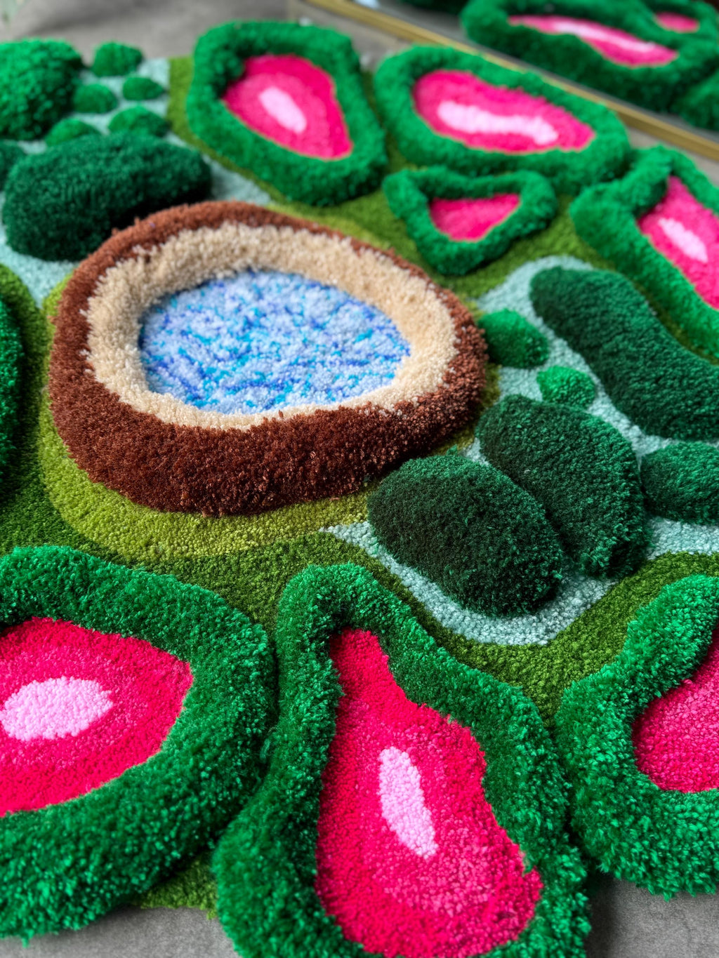 OrnnWorks 3D Pink Tropical Plant Jungle Inspired Tufted Rug