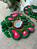 OrnnWorks 3D Pink Tropical Plant Jungle Inspired Tufted Rug