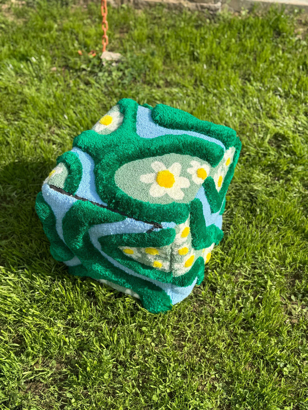 OrnnWorks Daisy and River Handmade Tufted Ottoman Pouf Cover Unstuffed