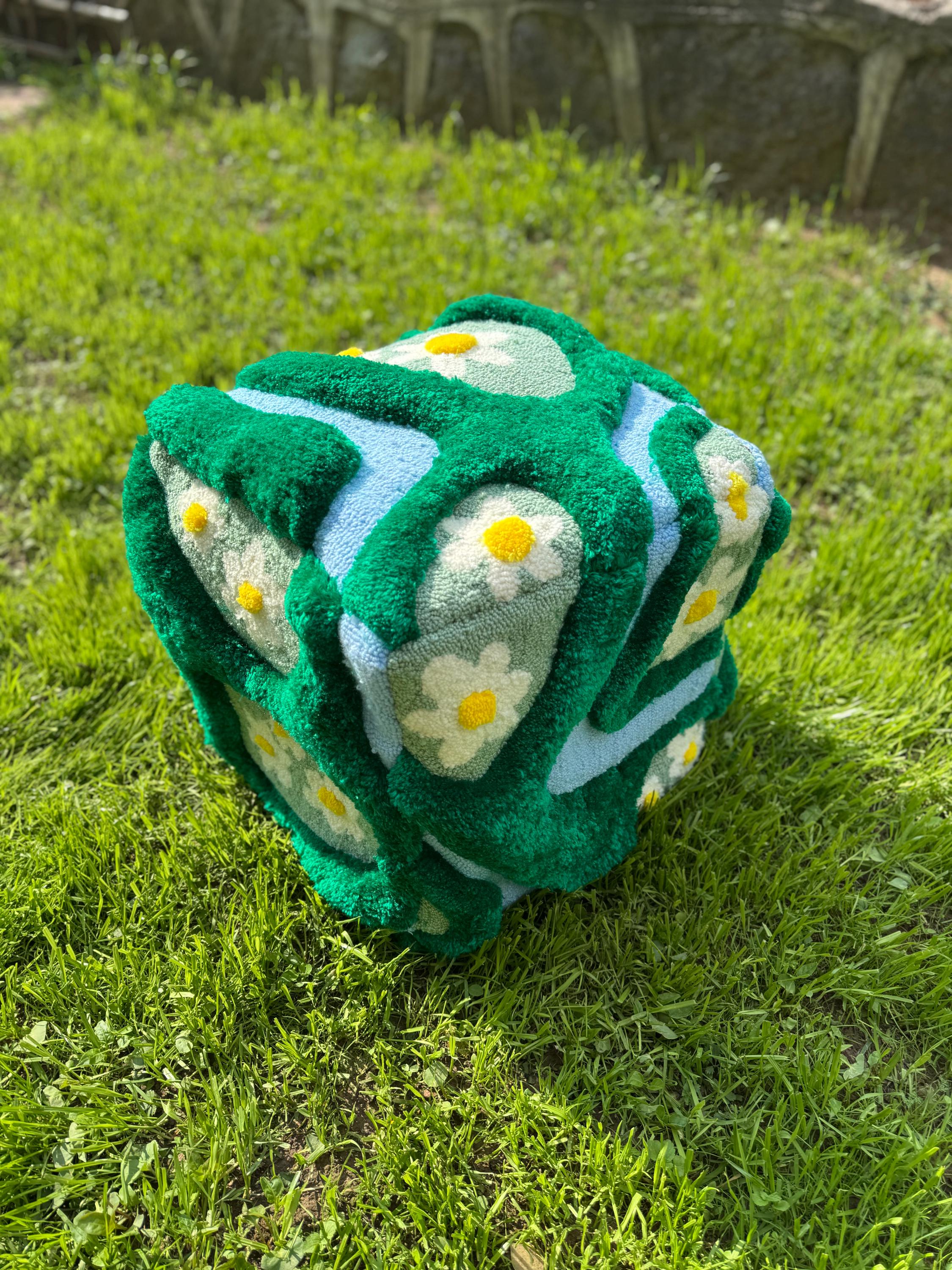 OrnnWorks Daisy and River Handmade Tufted Ottoman Pouf Cover Unstuffed