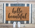 HamlinRowShop Hello Beautiful Coir Doormat Natural Fiber Welcome Mat