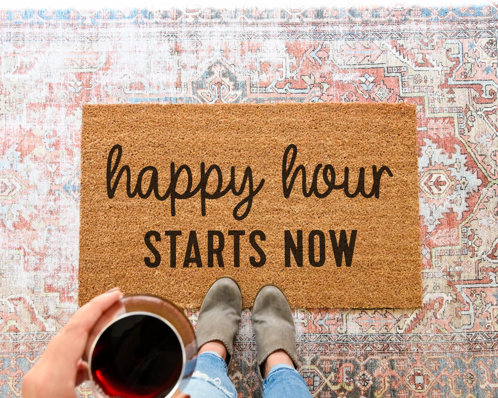 Happy Hour Starts Now Coir Doormat