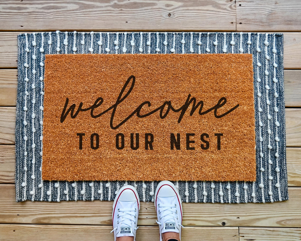 HamlinRowShop Welcome to Our Nest Coir Outdoor Doormat