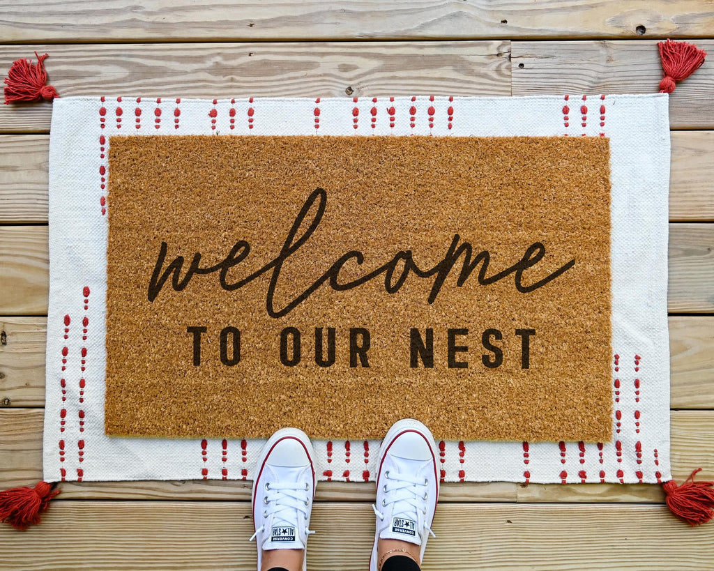 HamlinRowShop Welcome to Our Nest Coir Outdoor Doormat