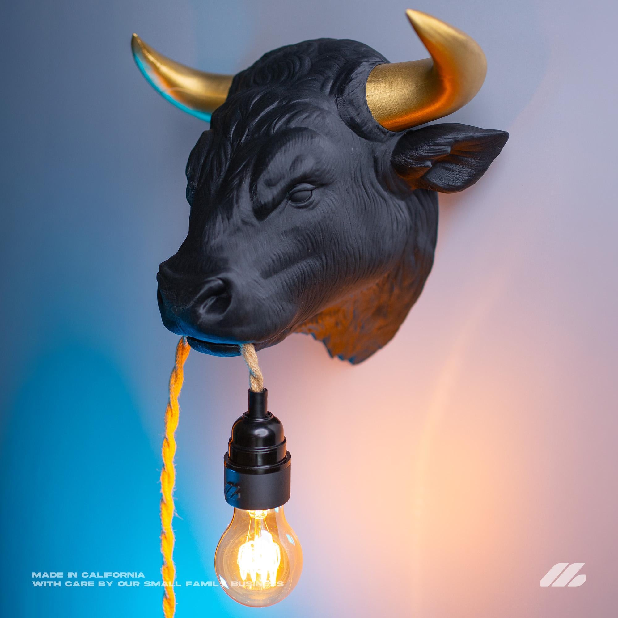 Bull Wall Lamp 3D Printed Handcrafted Sconce
