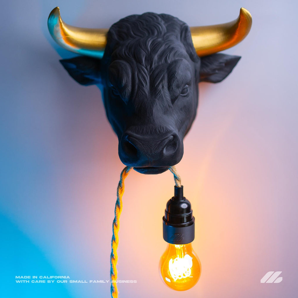 Bull Wall Lamp 3D Printed Handcrafted Sconce