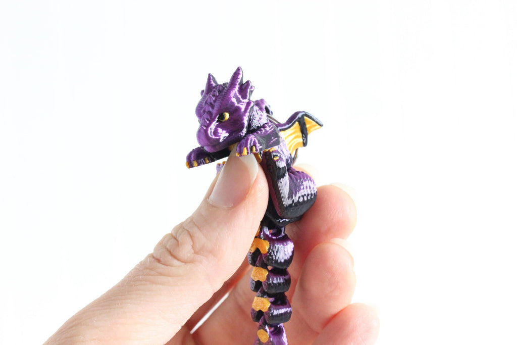 DelightfullyDutch Dragon Keychain 5.4in 3D Printed Black