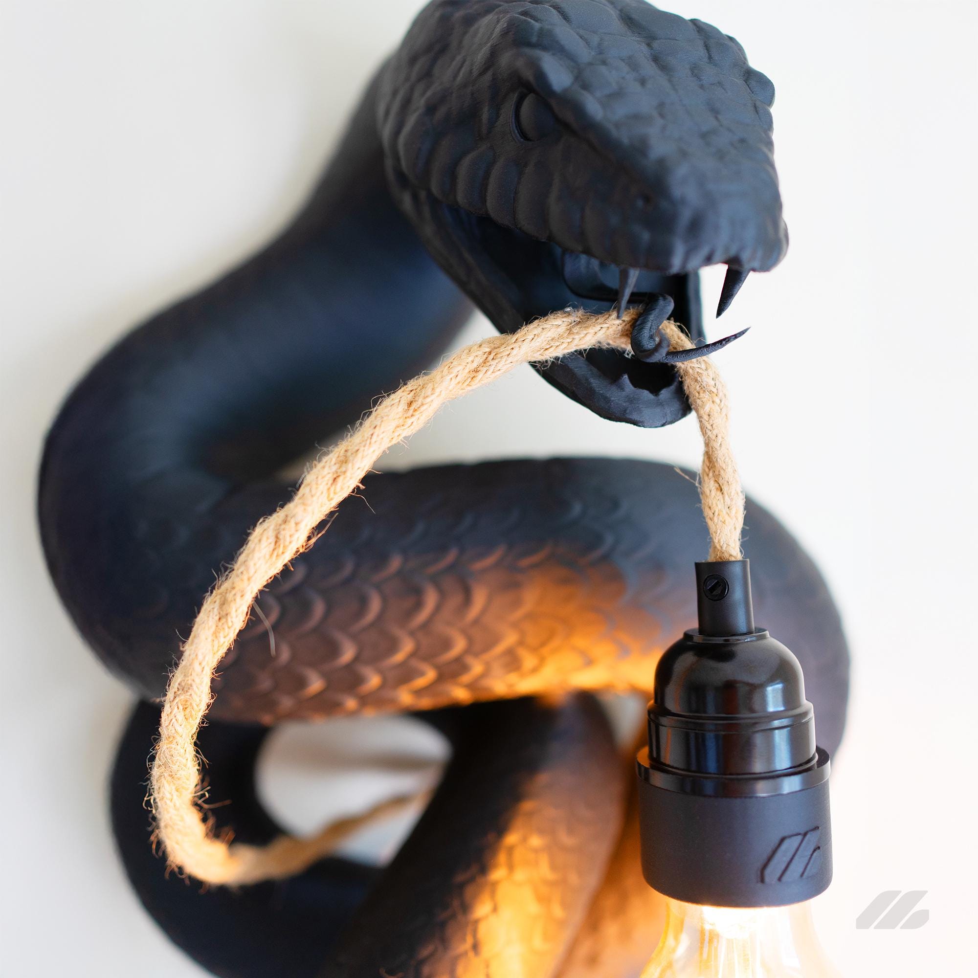 April16studio Sculptural Serpent Wall Sconce Black Snake Lamp