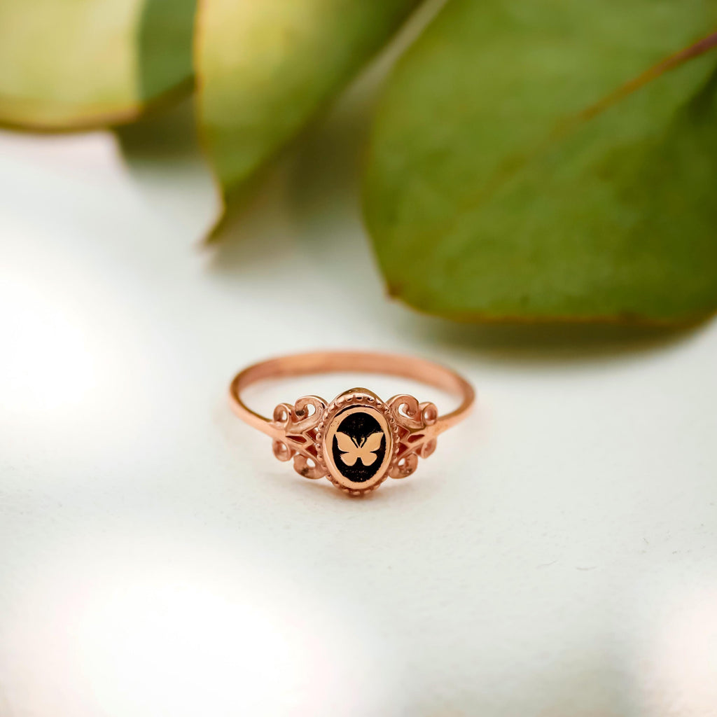 Pinky Butterfly Rings 925 Sterling Silver: Vintage Style Symbols Jewelry