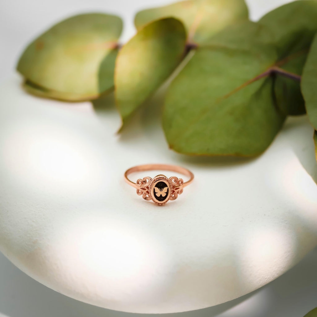 Pinky Butterfly Rings 925 Sterling Silver: Vintage Style Symbols Jewelry
