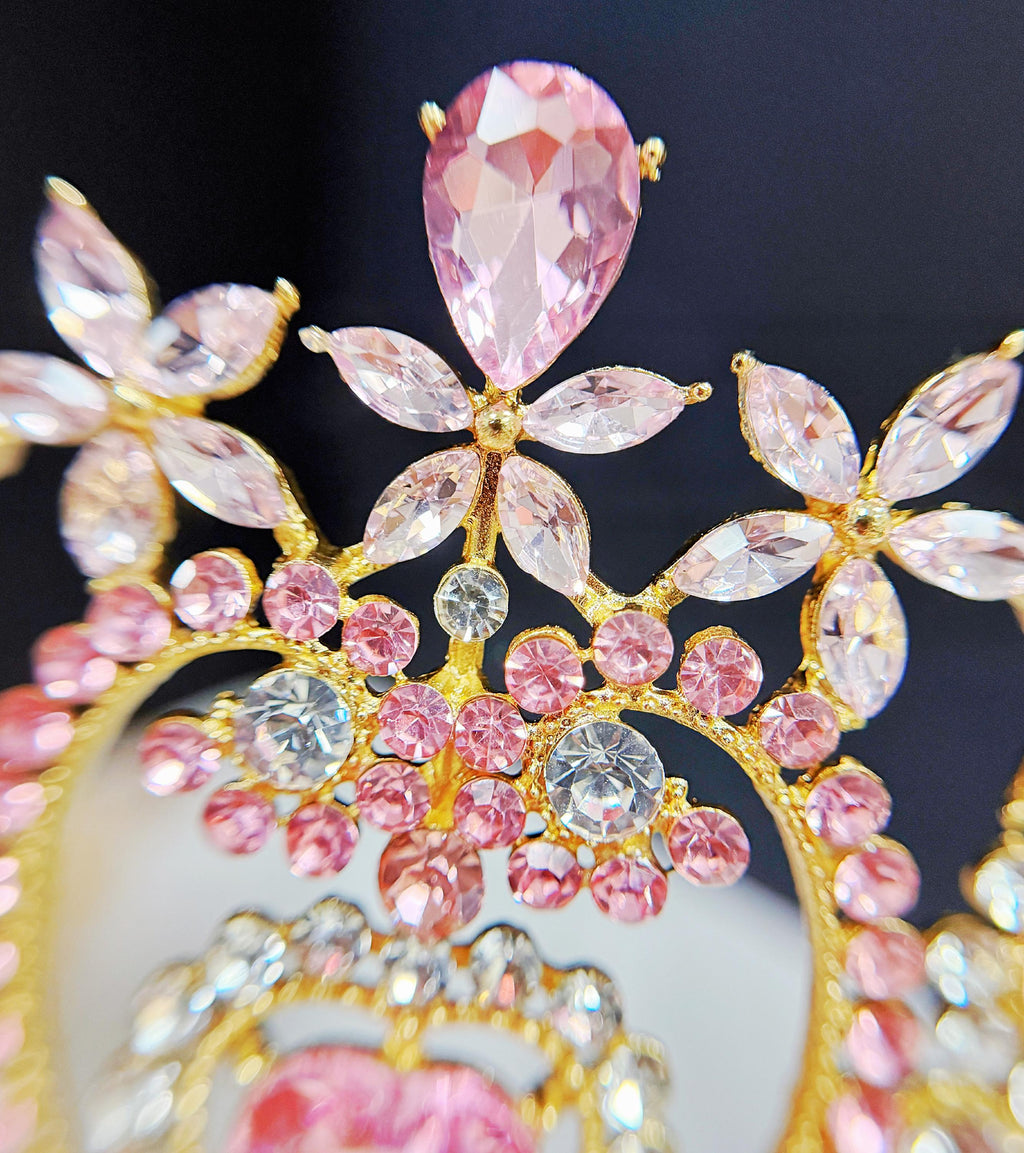 HappyJewelryWorld Crystal Heart Tiara Gold Bridal Headband