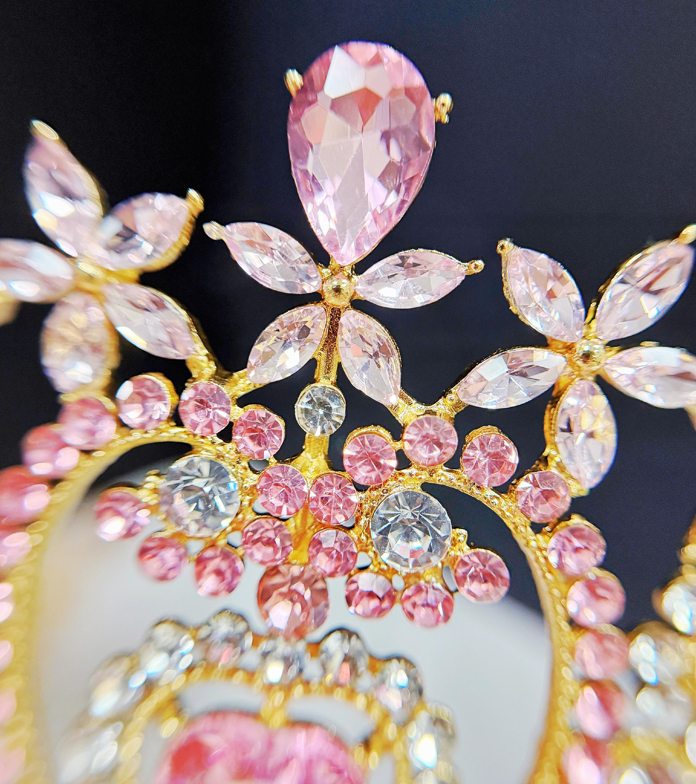 HappyJewelryWorld Crystal Heart Tiara Gold Bridal Headband