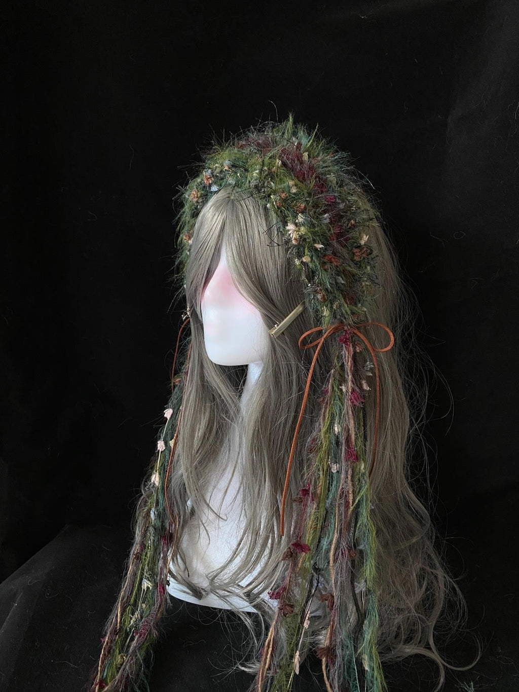 StellarPride Handmade Forest Headband Fluffy Floral Yarn Boho Fairycore Accessory