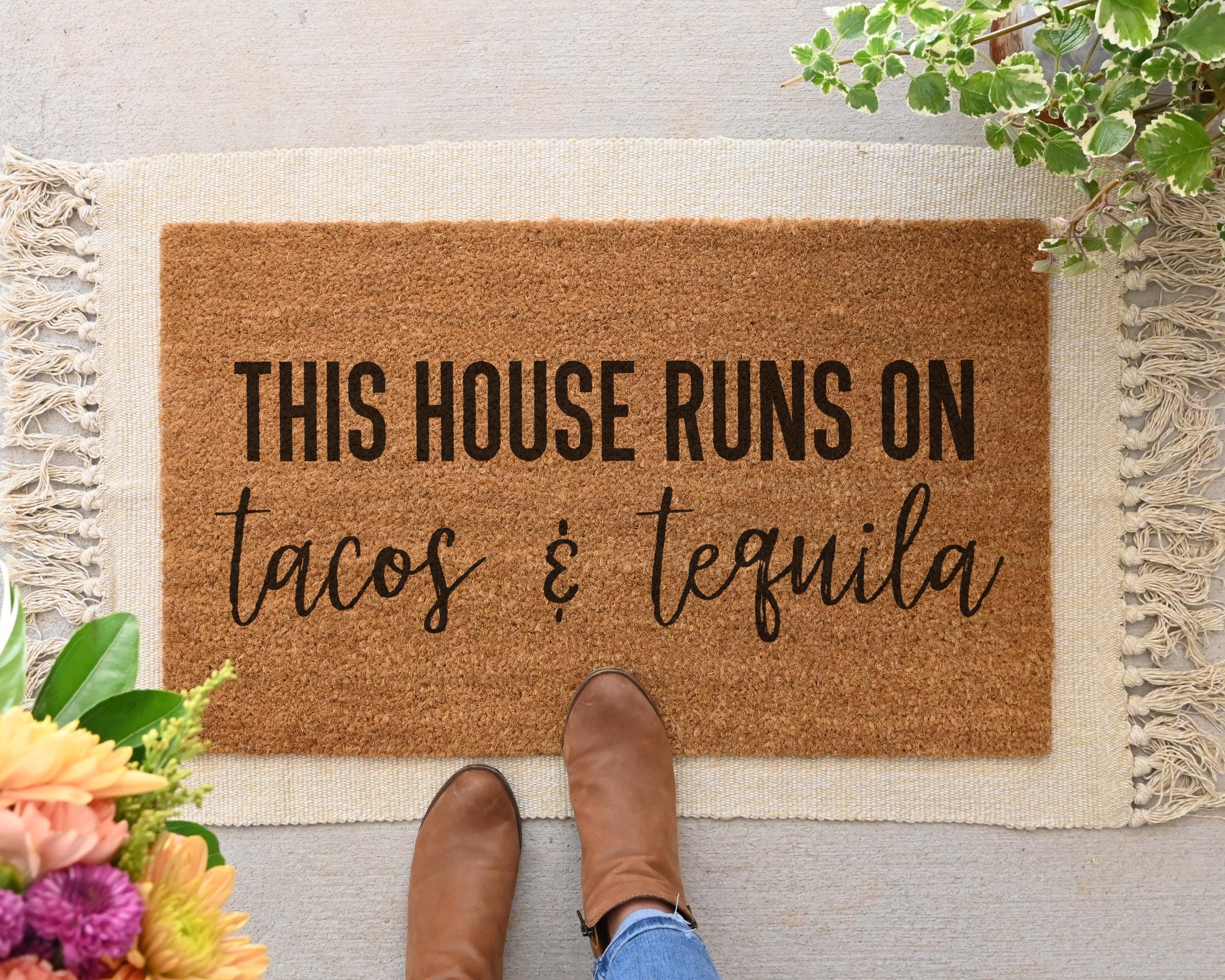 HamlinRowShop This House Runs on Coffee & Sarcasm Coir Doormat