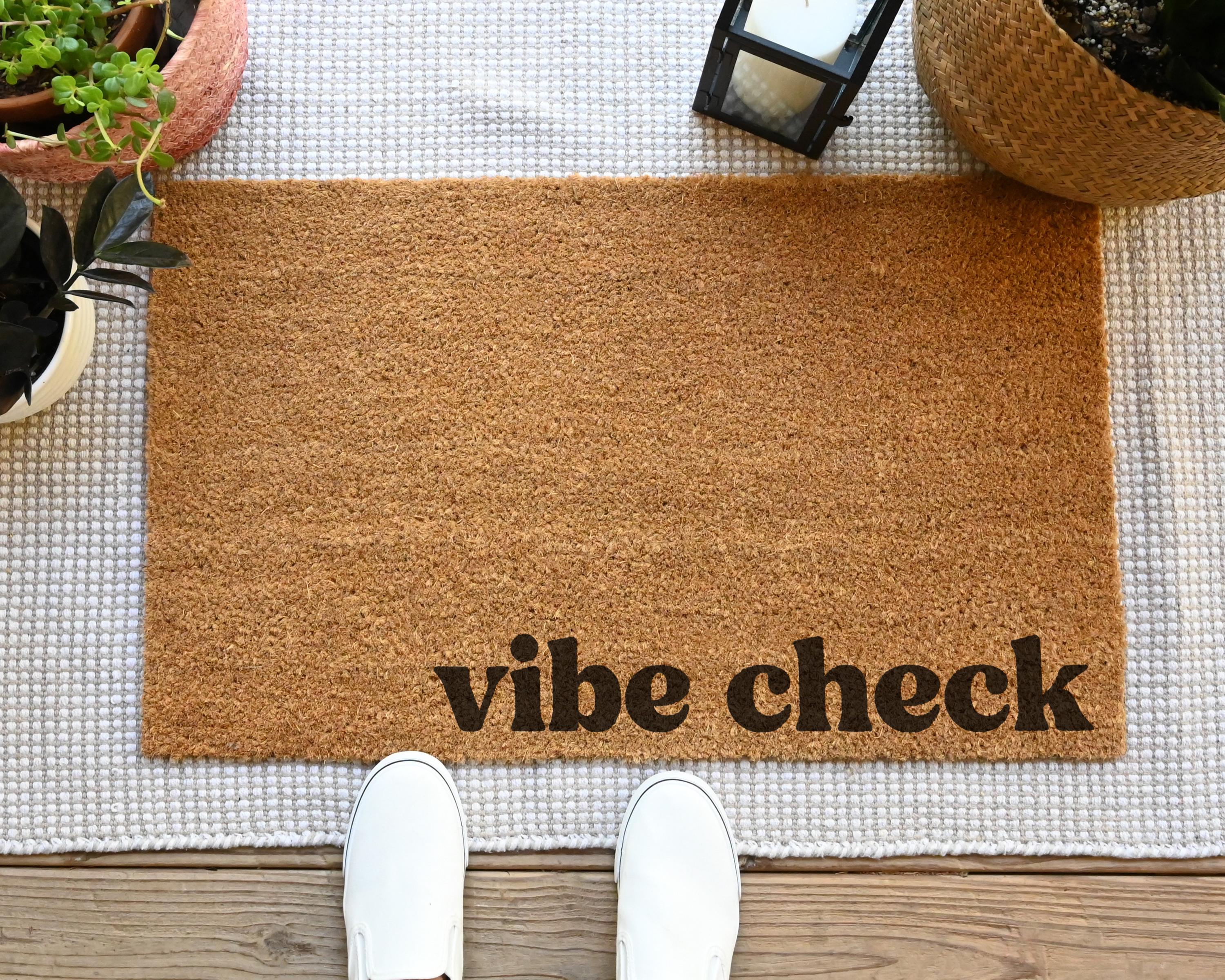 HamlinRowShop Vibe Check Coir Doormat Funny Welcome Mat