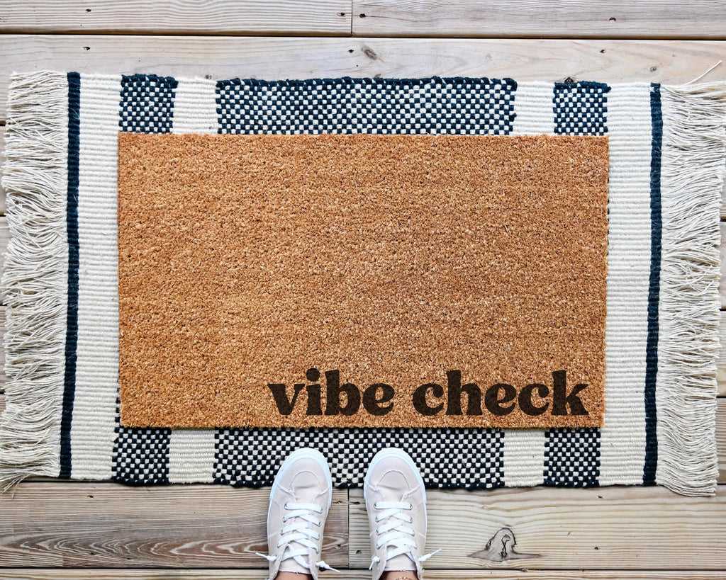 HamlinRowShop Vibe Check Coir Doormat Funny Welcome Mat