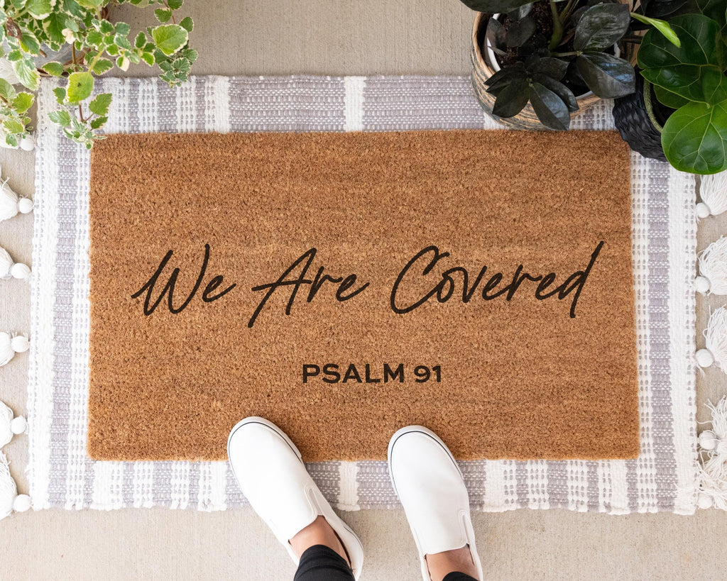 HamlinRowShop We Are Covered Psalm 91 Coir Doormat