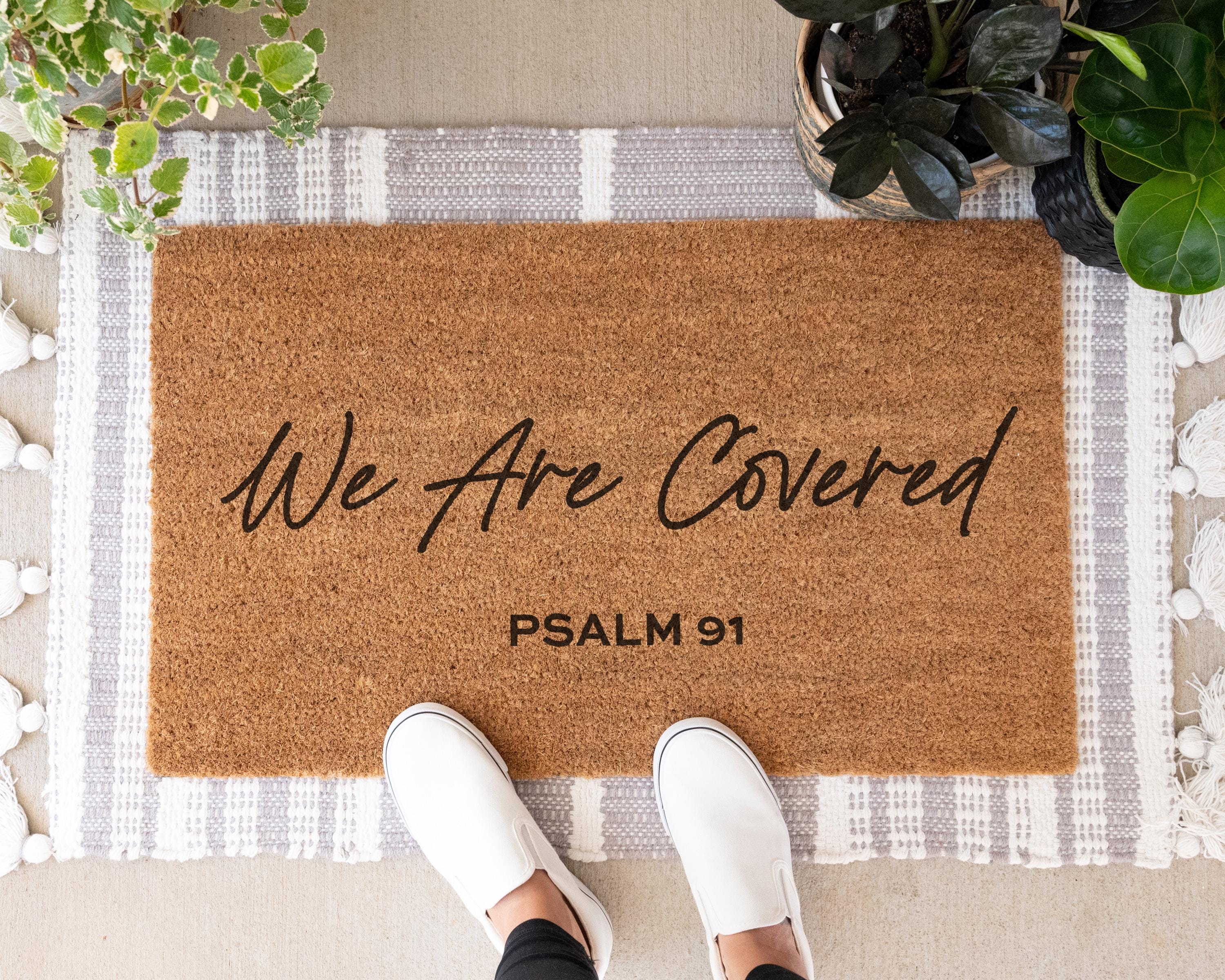 HamlinRowShop We Are Covered Psalm 91 Coir Doormat