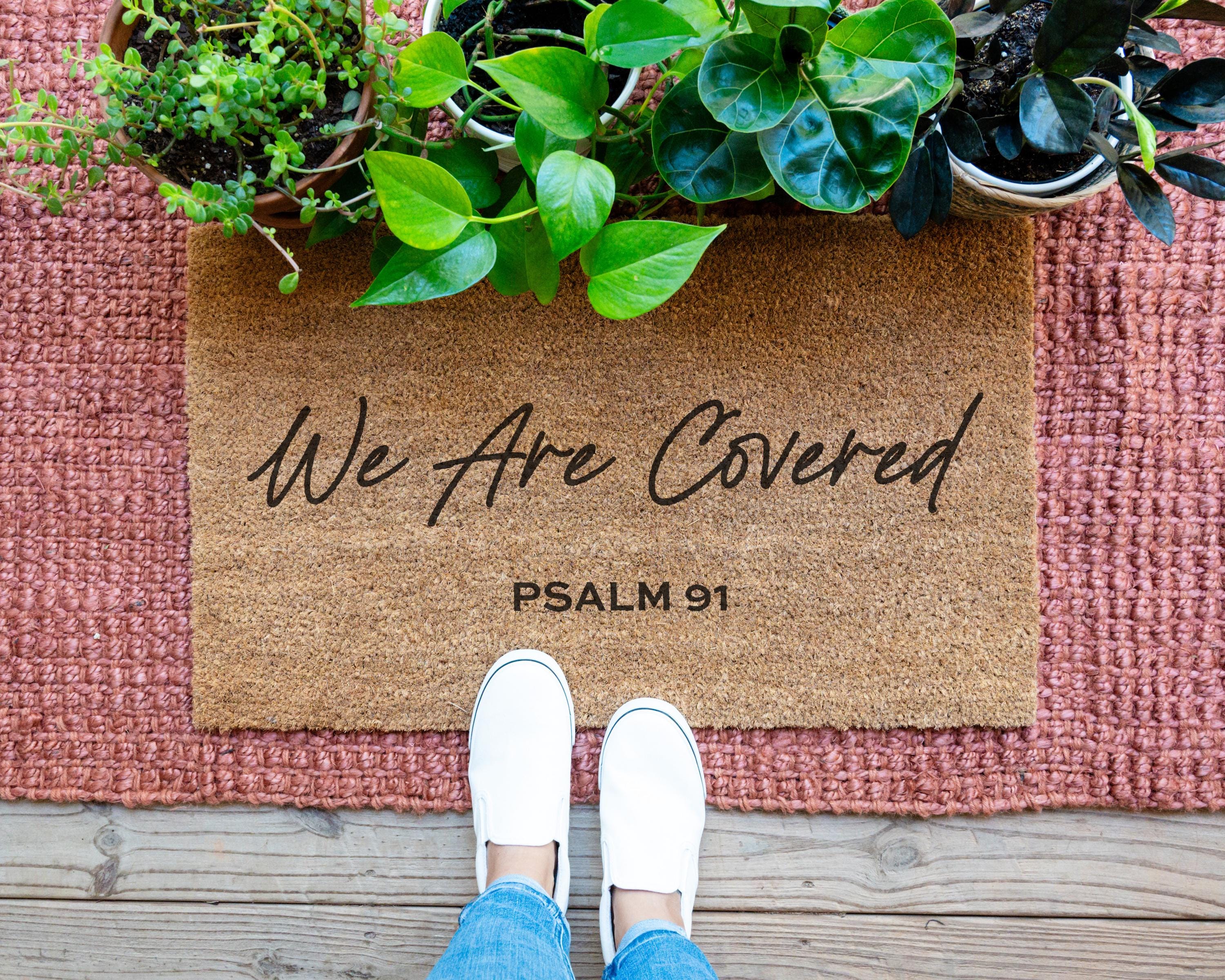 HamlinRowShop We Are Covered Psalm 91 Coir Doormat