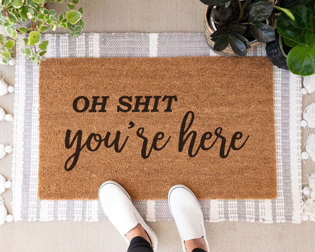 HamlinRowShop Oh Shit You're Here Coir Doormat Slip-Resistant 16x24in