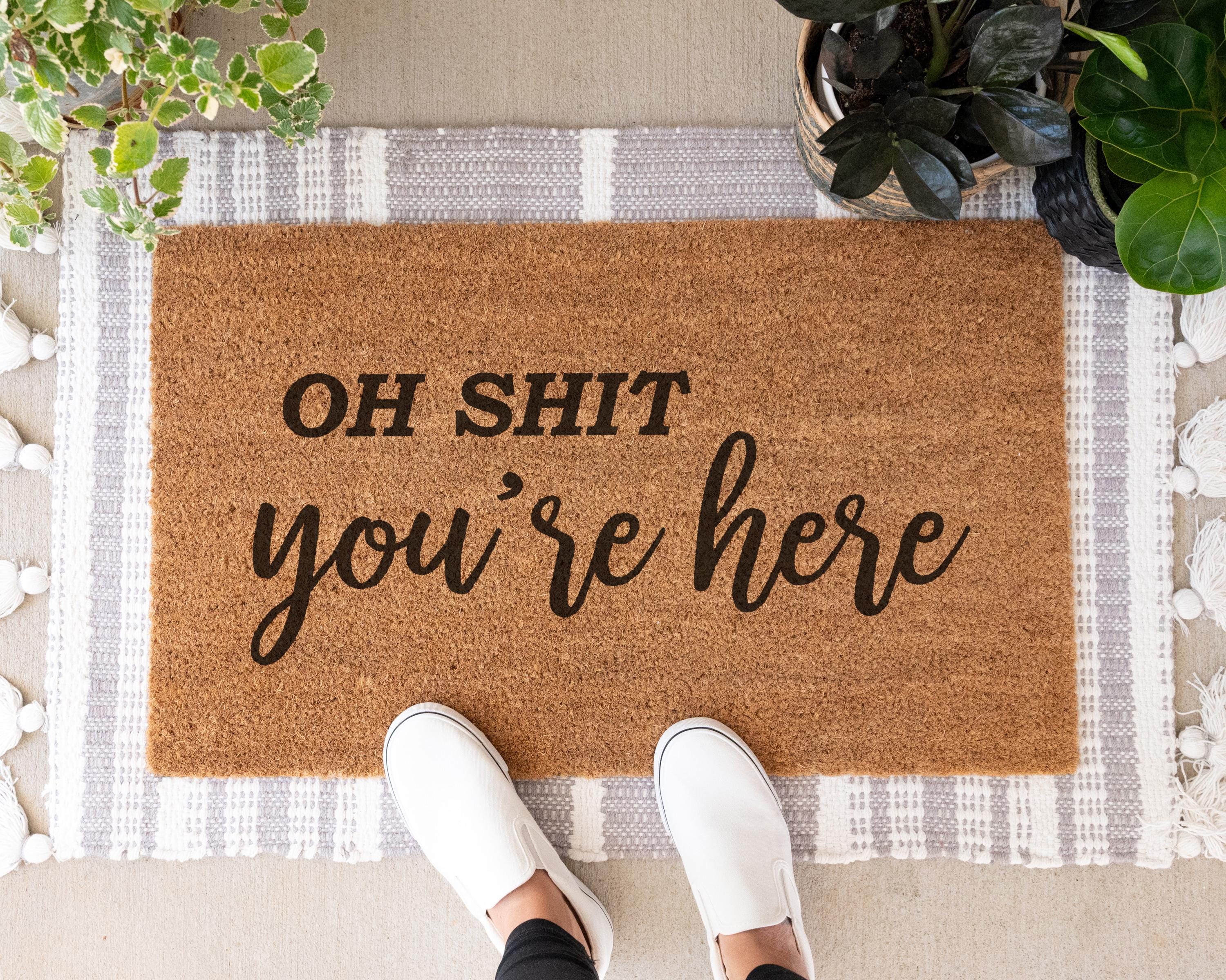 HamlinRowShop Oh Shit You're Here Coir Doormat Slip-Resistant 16x24in