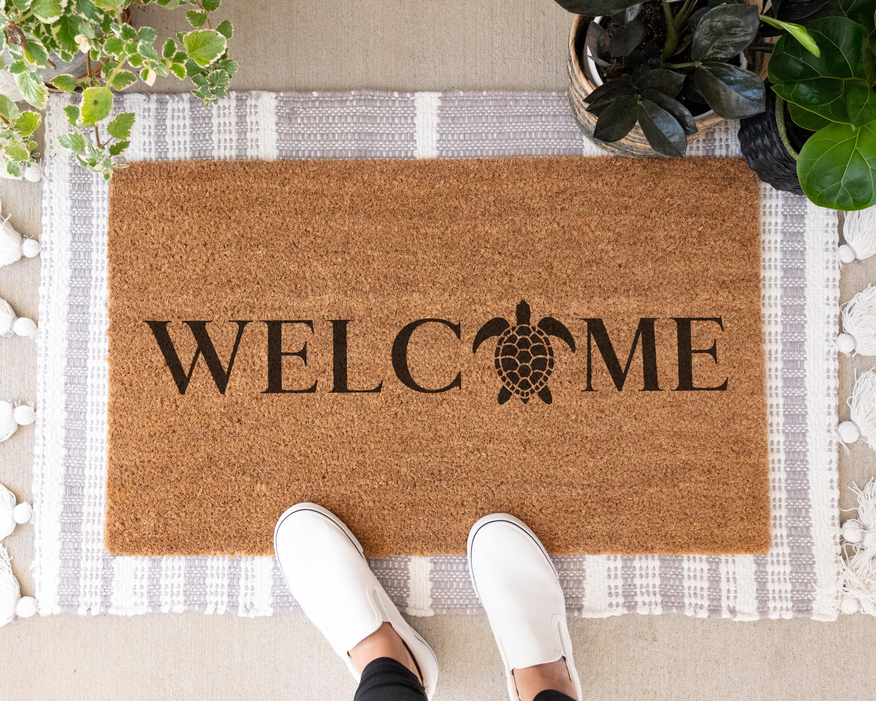 Turtle Welcome Coir Doormat: Beach House Decor