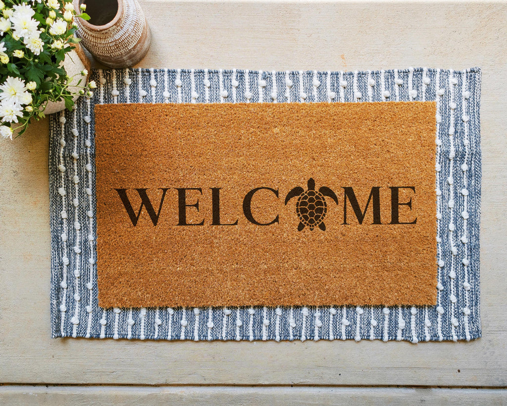 Turtle Welcome Coir Doormat: Beach House Decor