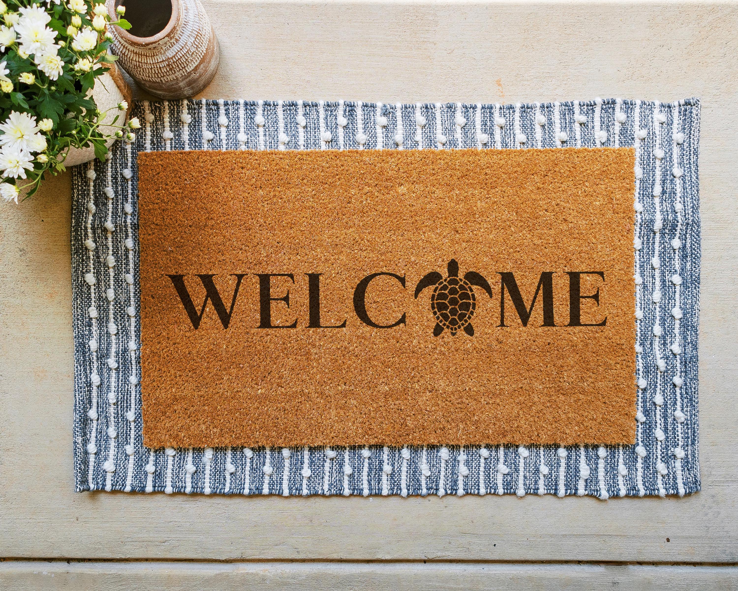 Turtle Welcome Coir Doormat: Beach House Decor