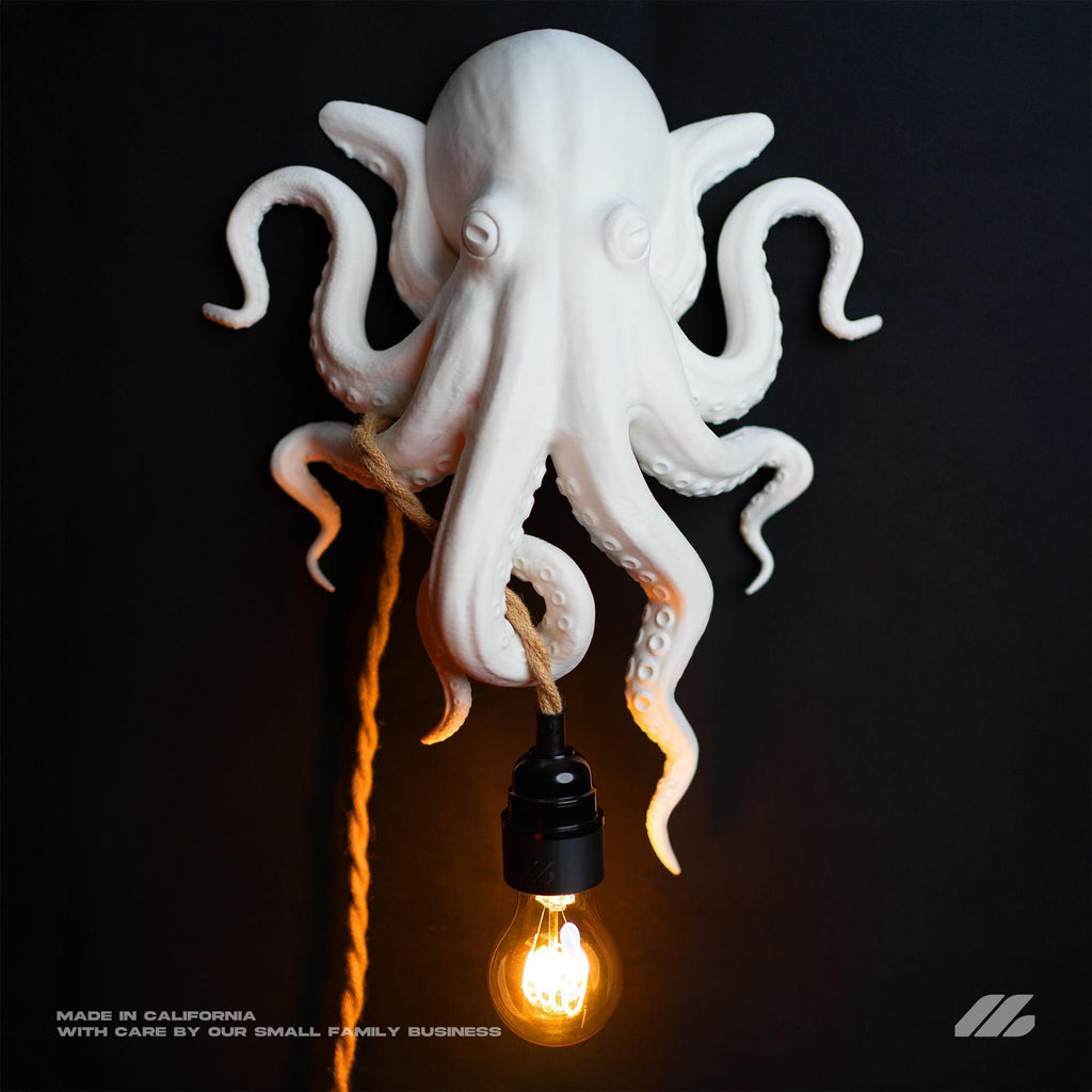 April16studio Octopus Wall Lamp Handcrafted Light Sculpture Sconce White