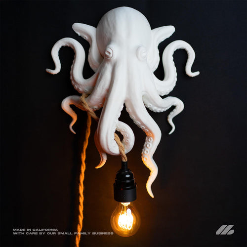 April16studio Octopus Wall Lamp Handcrafted Light Sculpture Sconce White
