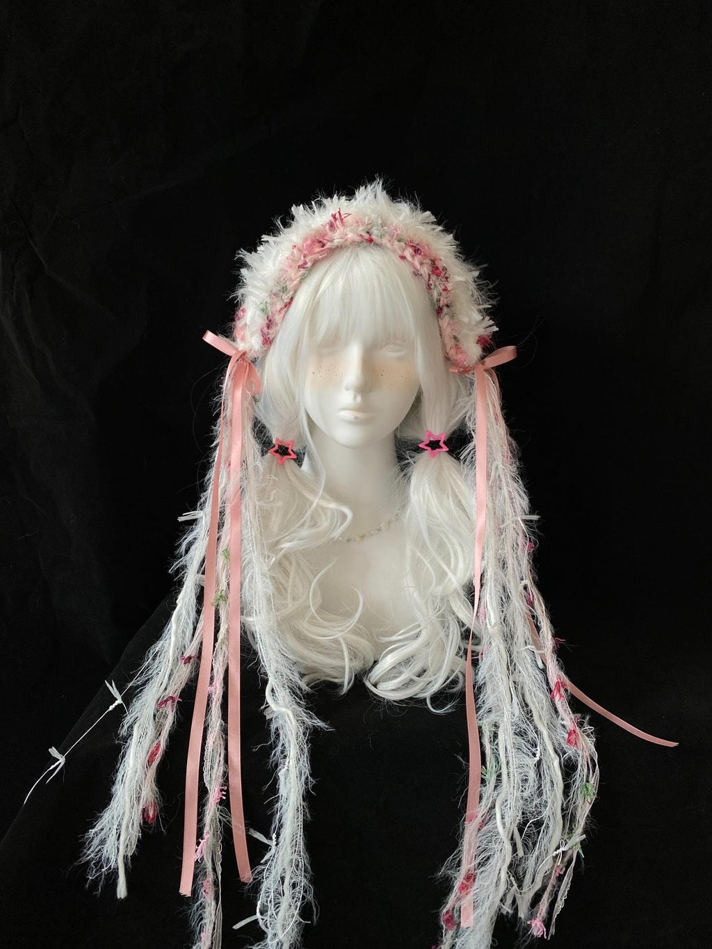 Handmade Lolita Feather Floral Headband 22in Kawaii Hair Accessory