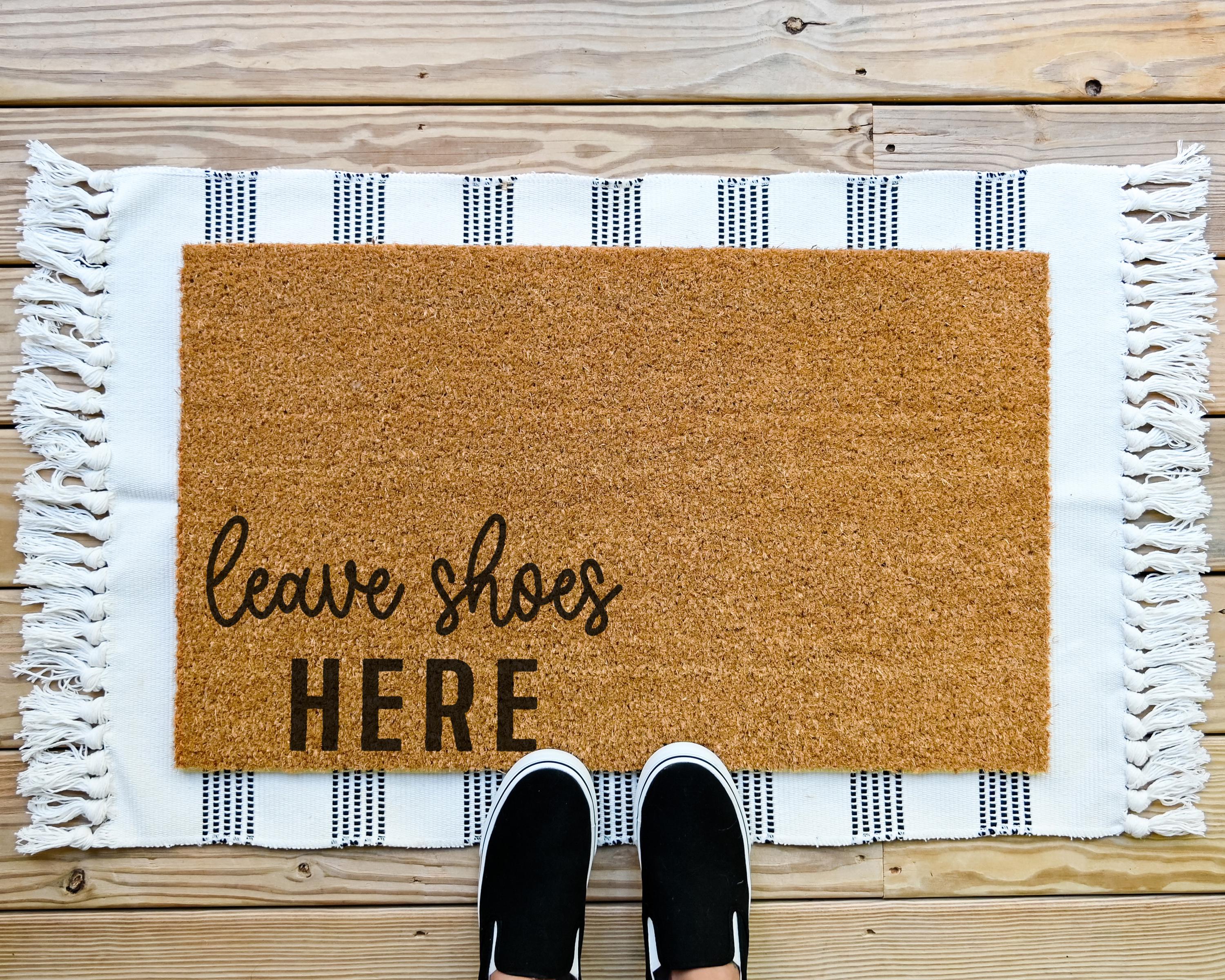 Leave Shoes Here Coir Doormat: Funny Welcome Mat, Porch Decor