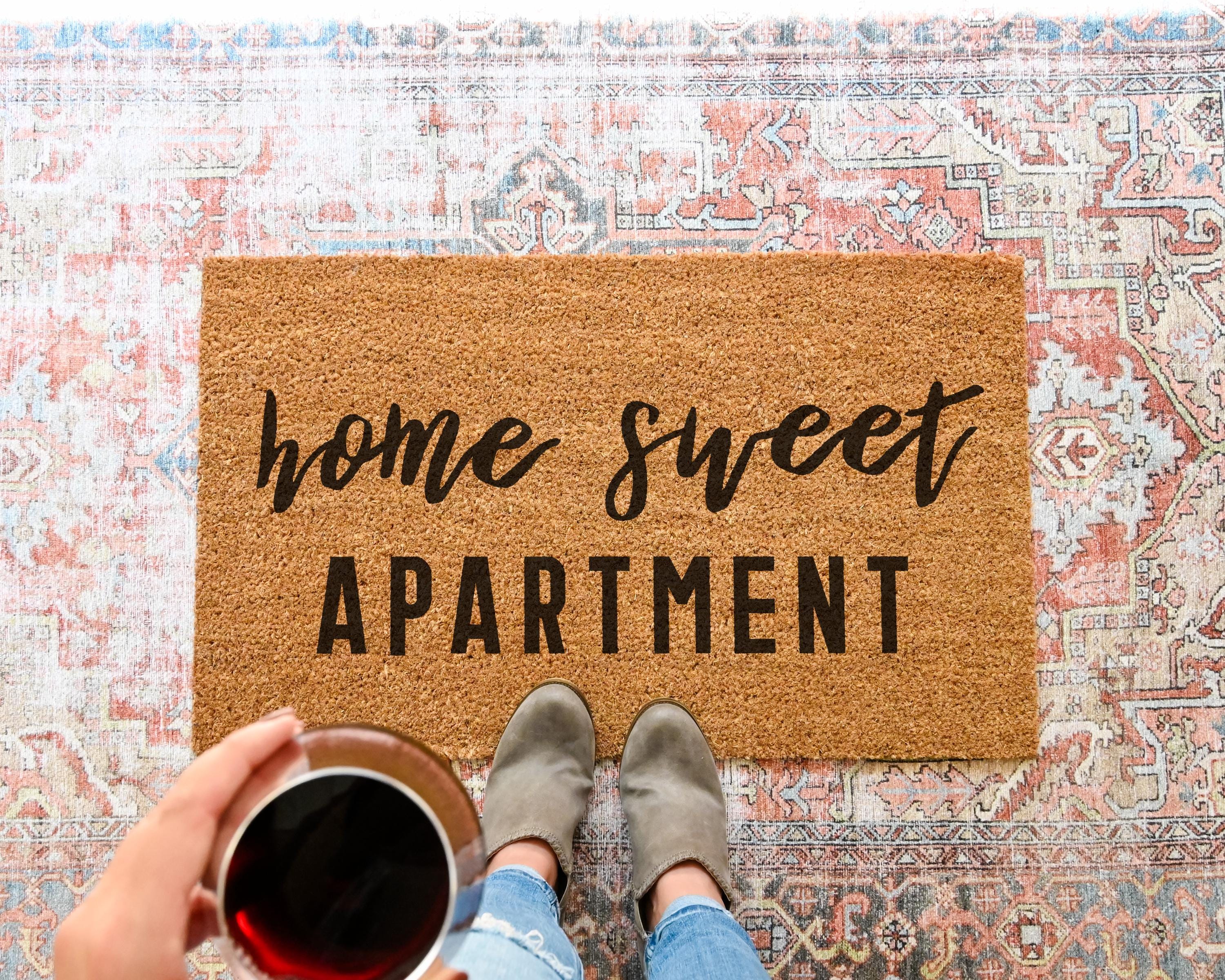 HamlinRowShop Home Sweet Home Coir Doormat Rustic Farmhouse Front Porch Decor