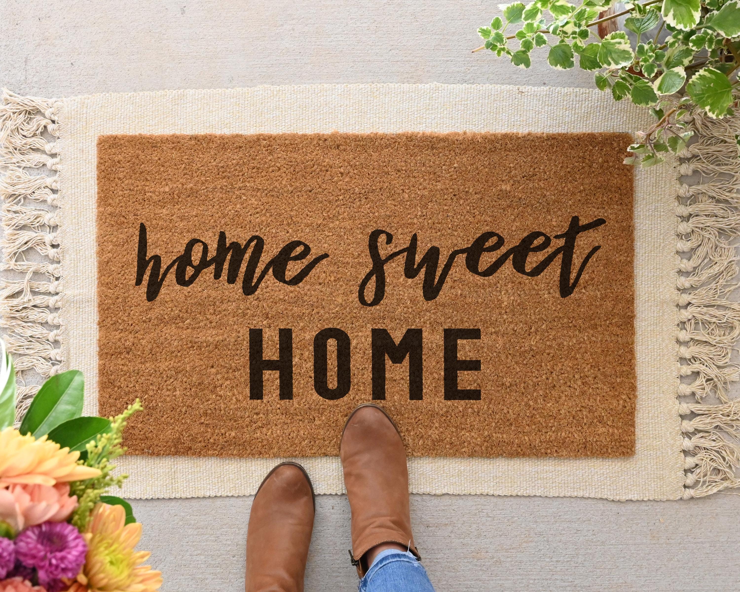 HamlinRowShop Home Sweet Home Coir Doormat Rustic Farmhouse Front Porch Decor