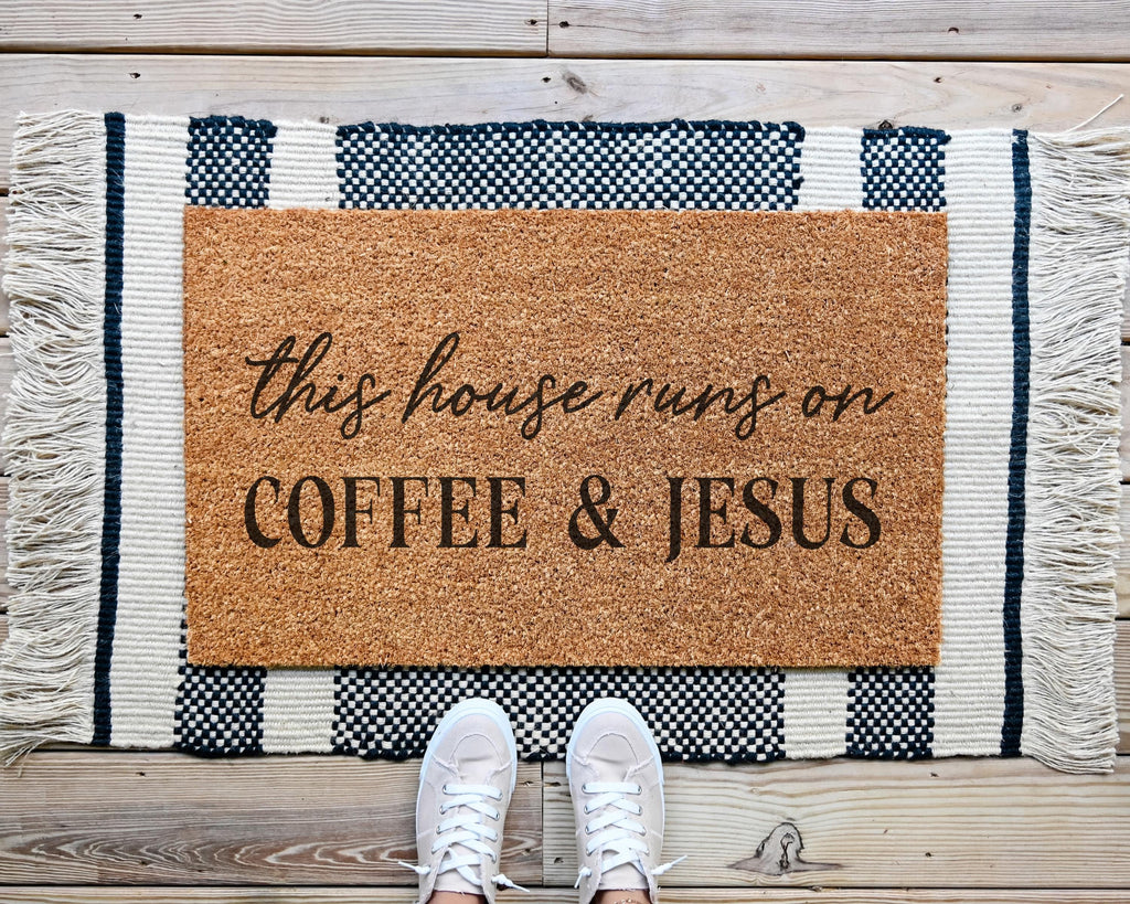 HamlinRowShop Coffee & Sarcasm Coir Doormat Funny Welcome Mat