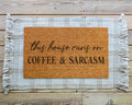 HamlinRowShop Coffee & Sarcasm Coir Doormat Funny Welcome Mat