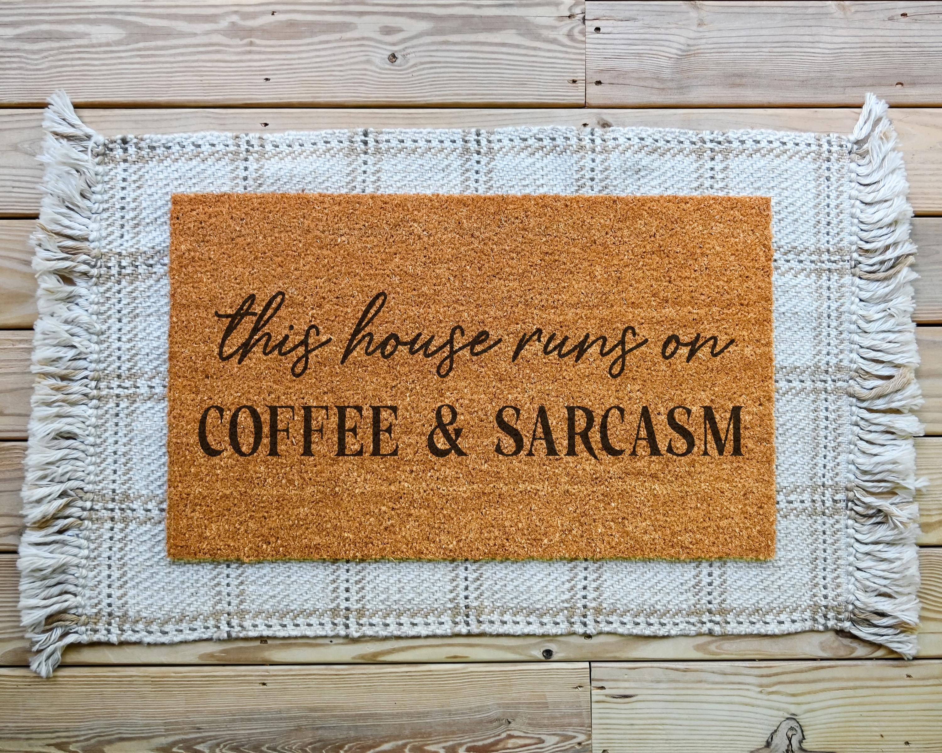 HamlinRowShop Coffee & Sarcasm Coir Doormat Funny Welcome Mat