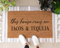 HamlinRowShop Tacos & Tequila Coir Doormat Funny Welcome Mat